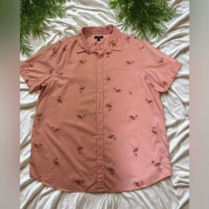 Pink Flamingo Print Hawaiin Shirt Mens